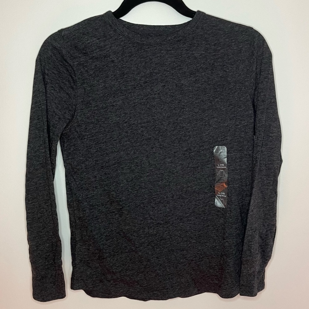 NWOT GAP Kids Long Sleeve Grey Basic Layering Shirt Boys 10 12